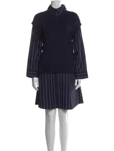 Pre-owned Adeam Striped Mini Dress W/ Tags In Blue