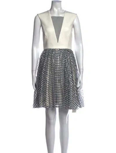 Pre-owned Adeam Striped Mini Dress In White