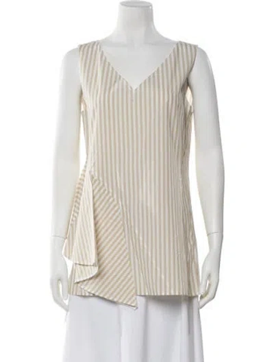 Pre-owned Adeam Striped V-neck Tunic In Neutral