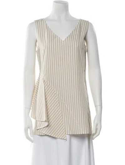 Pre-owned Adeam Striped V-neck Tunic In Neutral