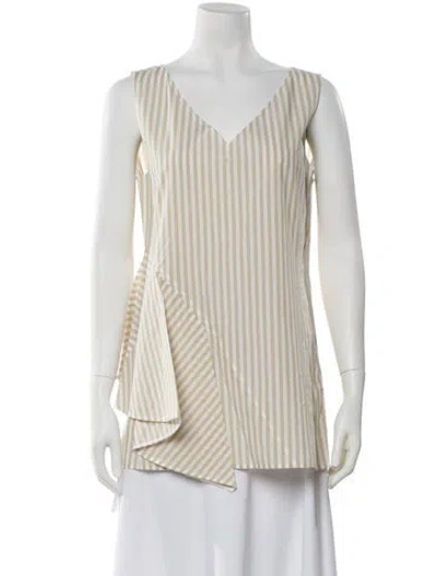 Pre-owned Adeam Striped V-neck Tunic In Neutral