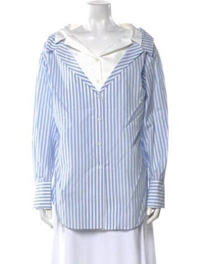 Pre-owned Adeam Striped V-neck Tunic W/ Tags In Multi