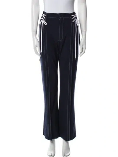 Pre-owned Adeam Striped Wide Leg Pants In Blue