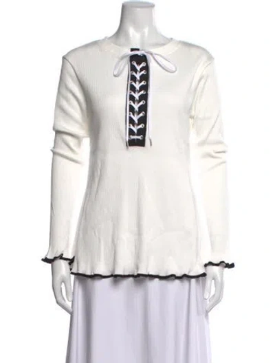 Pre-owned Adeam Tie Neck Long Dress W/ Tags In White