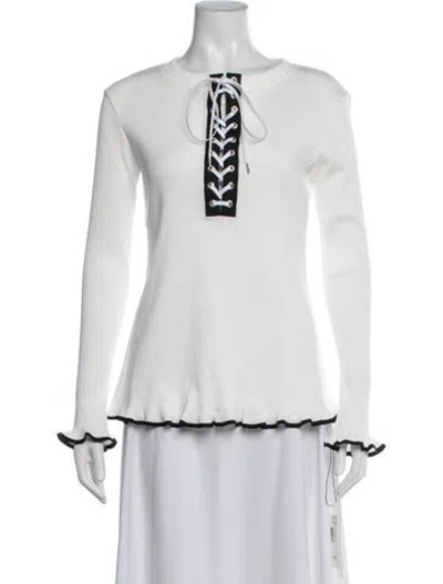 Pre-owned Adeam Tie Neck Long Sleeve Top W/ Tags In White