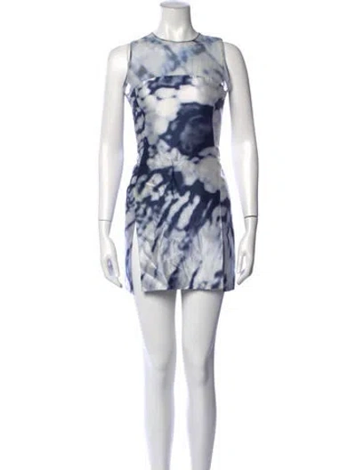 Pre-owned Adeam Tie-dye Print Mini Dress In Blue