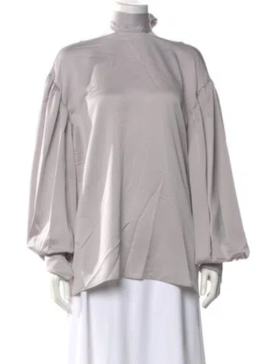 Pre-owned Adeam Turtleneck Long Sleeve Blouse In Gray