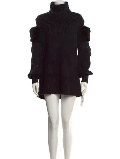 Pre-owned Adeam Turtleneck Mini Dress In Black