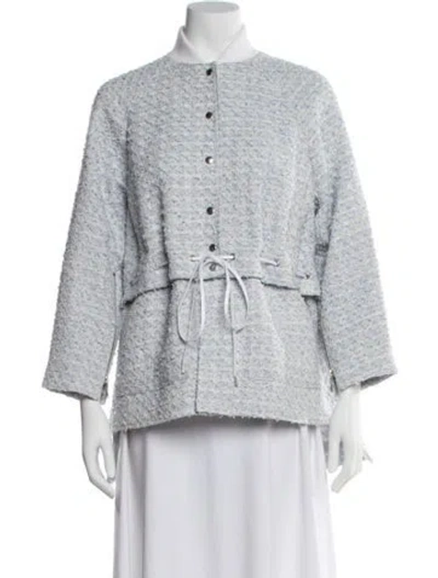 Pre-owned Adeam Tweed Pattern Evening Jacket In Blue