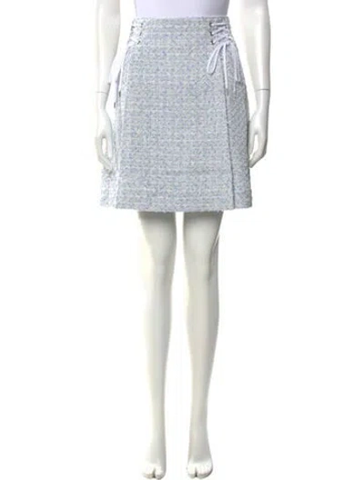 Pre-owned Adeam Tweed Pattern Knee-length Skirt In Blue