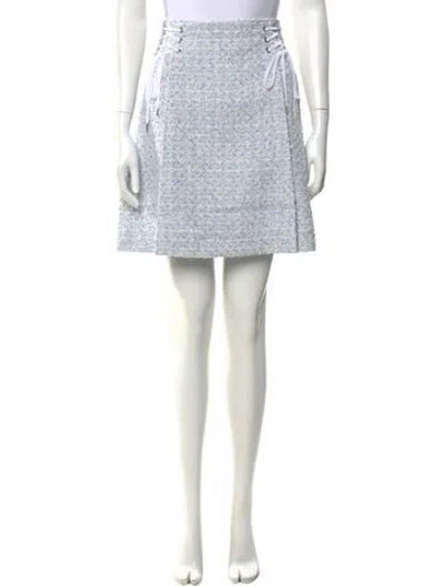 Pre-owned Adeam Tweed Pattern Knee-length Skirt In Blue