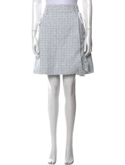 Pre-owned Adeam Tweed Pattern Mini Skirt In Blue