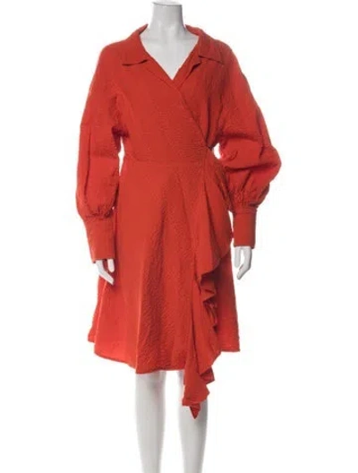 Pre-owned Adeam V-neck Knee-length Dress In Orange