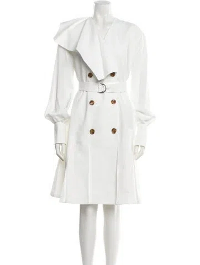 Pre-owned Adeam V-neck Knee-length Dress In White