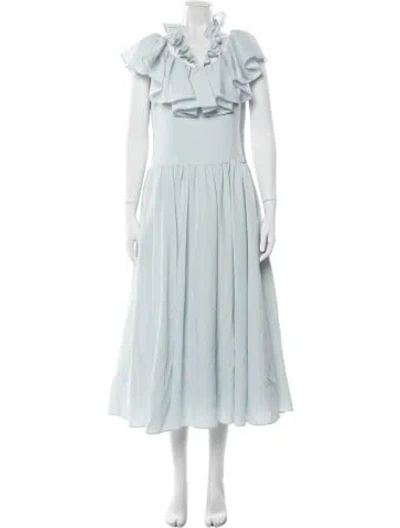 Pre-owned Adeam V-neck Long Dress In Blue