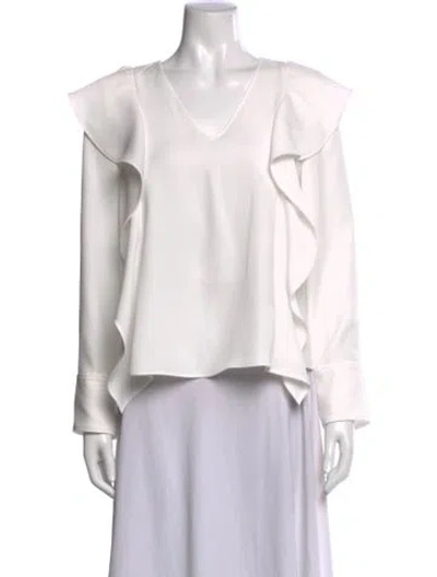Pre-owned Adeam V-neck Long Sleeve Blouse In White