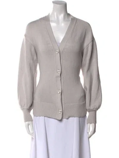 Pre-owned Adeam V-neck Long Sleeve Button-up Top In Gray