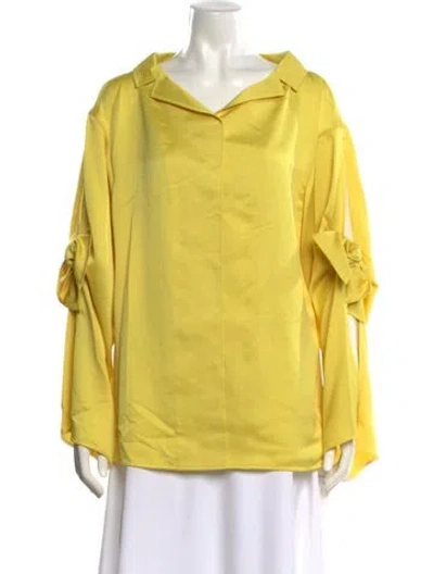 Pre-owned Adeam V-neck Long Sleeve Sweatshirt W/ Tags In Yellow