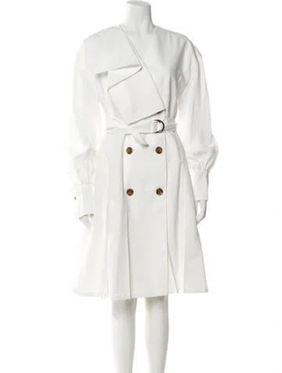 Pre-owned Adeam V-neck Midi Length Dress In White