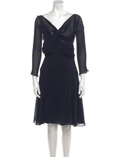 Pre-owned Adeam V-neck Mini Dress In Blue