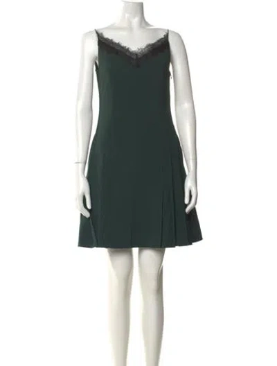 Pre-owned Adeam V-neck Mini Dress W/ Tags In Green