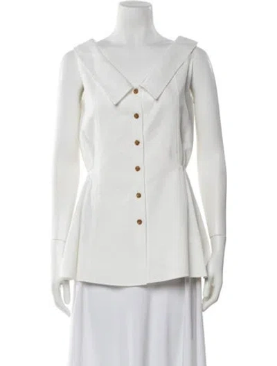 Pre-owned Adeam V-neck Sleeveless Button-up Top In White