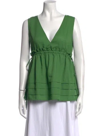 Pre-owned Adeam V-neck Sleeveless Top In Green