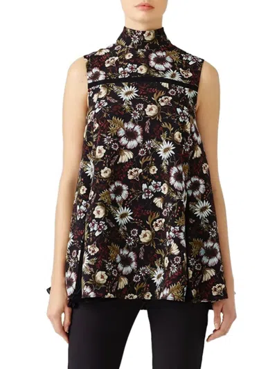Adeam Women's Floral Godet Pleated Top In Black Multicolor