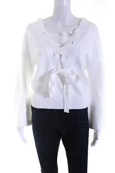 Pre-owned Adeam Womens Back Lacing Sweater White Size Xs