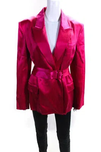 Pre-owned Adeam Womens Belted Tailored Jacket Fuschia Size 6 In Pink