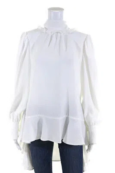 Pre-owned Adeam Womens Long Sleeve Scarf Top White Size 4
