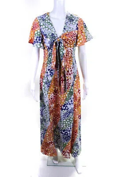 Pre-owned Adeam Womens Neck Tie Dress Multi Size 2 In Multicolor