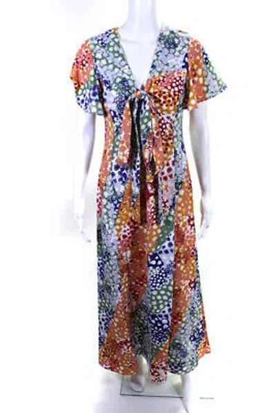 Pre-owned Adeam Womens Neck Tie Dress Multi Size 4 In Multicolor