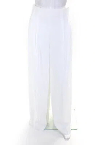 Pre-owned Adeam Womens Pleated Wide Leg Pant White Size 2