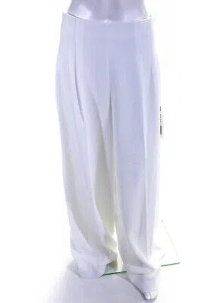 Pre-owned Adeam Womens Pleated Wide Leg Pant White Size 8