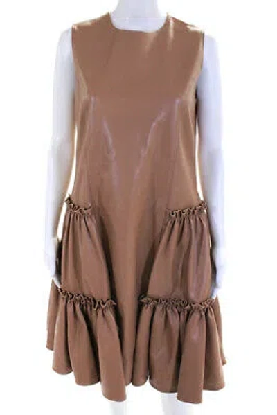 Pre-owned Adeam Womens Ruched Dress Camel Size M In Beige