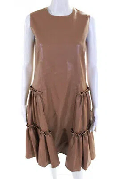 Pre-owned Adeam Womens Ruched Dress Camel Size S In Beige