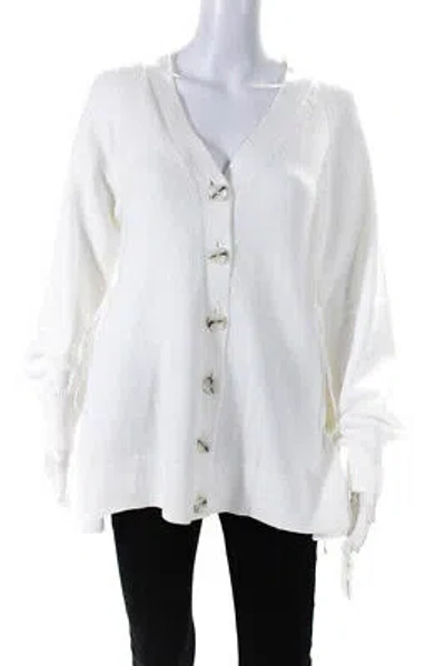 Pre-owned Adeam Womens Ruched Parachute Cardigan White Size M