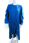 Adeam Womens Ruched Parachute Dress Turquoise In Blue
