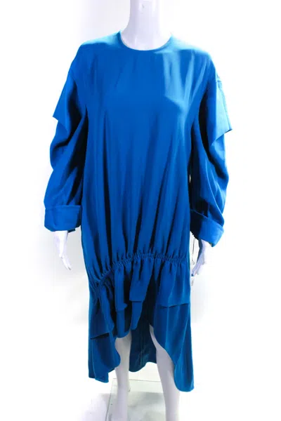 Adeam Womens Ruched Parachute Dress Turquoise In Blue