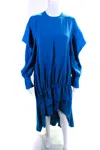 Adeam Womens Ruched Parachute Dress Turquoise In Blue