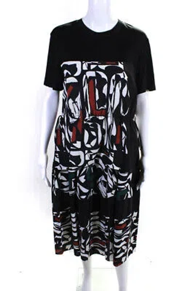 Pre-owned Adeam Womens Ruched Peplum T-shirt Dress Ainu Print Size M