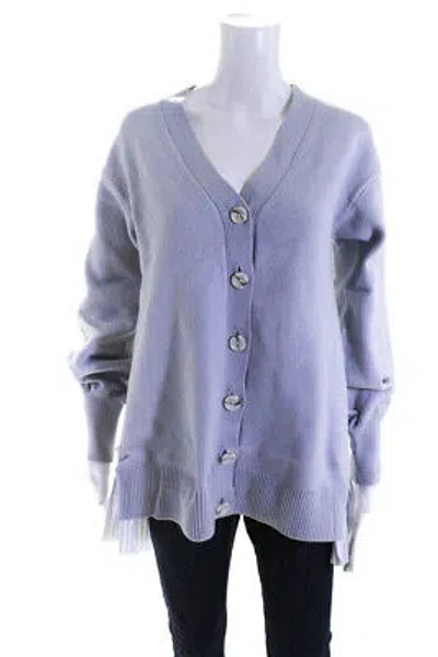 Pre-owned Adeam Womens Ruffle Back Cardigan Frost Grey Size M In Gray