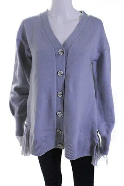 Pre-owned Adeam Womens Ruffle Back Cardigan Frost Grey Size S In Gray