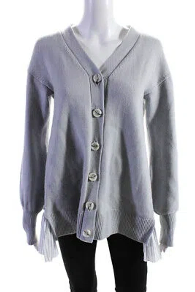 Pre-owned Adeam Womens Ruffle Back Cardigan Frost Grey Size Xs In Gray