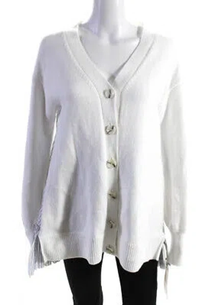 Pre-owned Adeam Womens Ruffle Back Cardigan White Size S