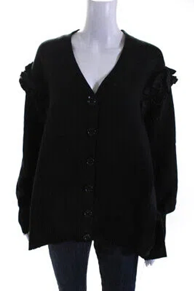 Pre-owned Adeam Womens Ruffle Cardigan Black Size S