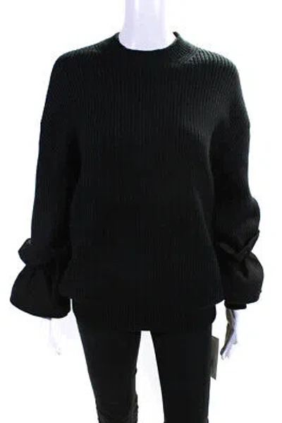 Pre-owned Adeam Womens Ruffle Cuff Sweater Black Size Xs