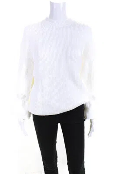 Pre-owned Adeam Womens Ruffle Cuff Sweater White Size M