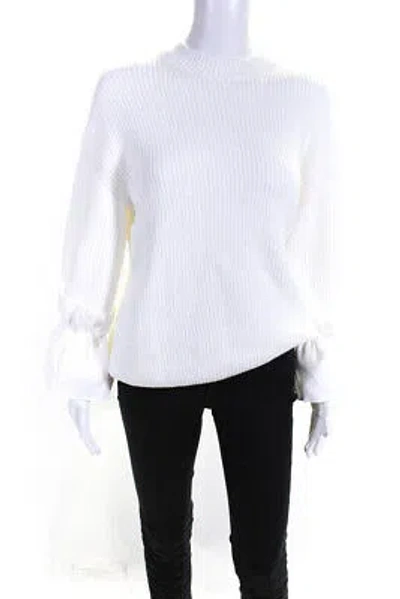 Pre-owned Adeam Womens Ruffle Cuff Sweater White Size S